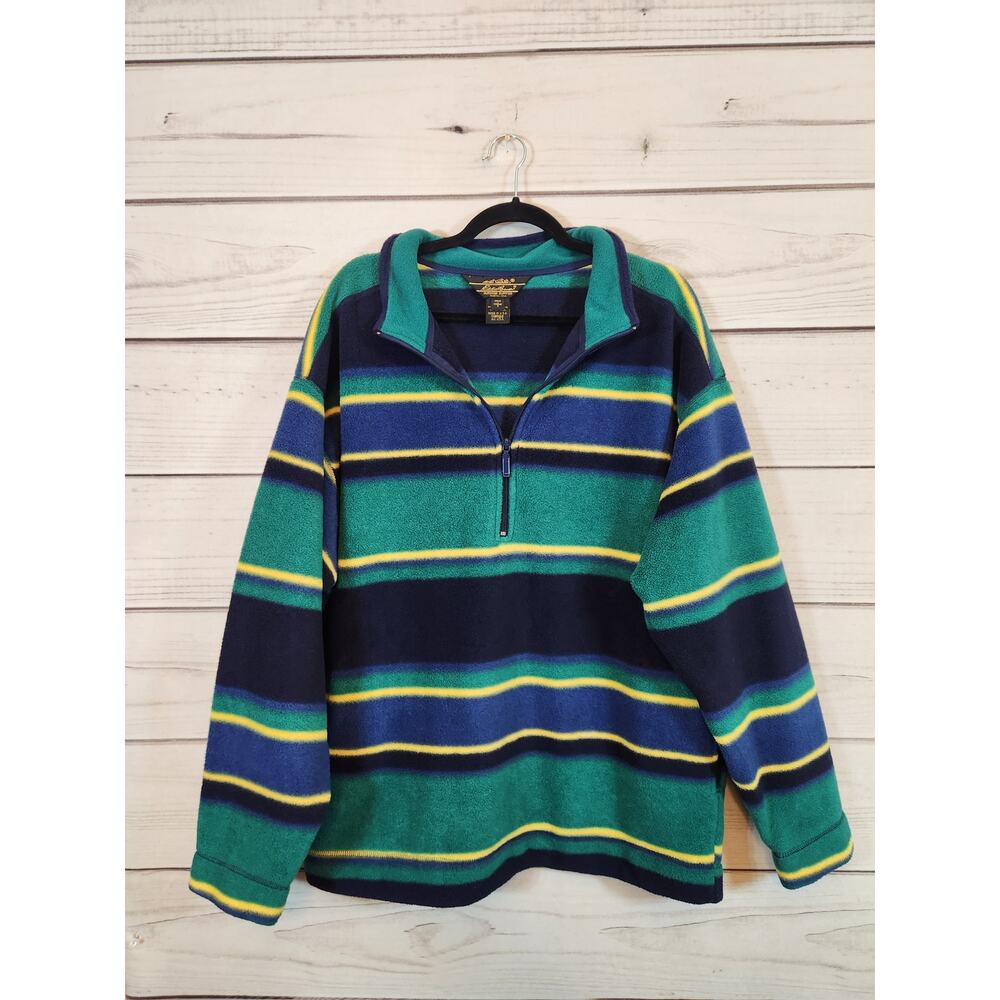 Eddie Bauer Men's Multicolor Stripe Long Sleeve Fleece Pullover Sweatshirt Large